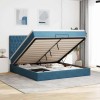 Gossi cadru pat otoman cu saltele albastru inchis 180x200cm catifea