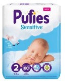 Scutece Pufies Sensitive, 2 Mini, Maxi Pack, 4-8 kg, 80 buc