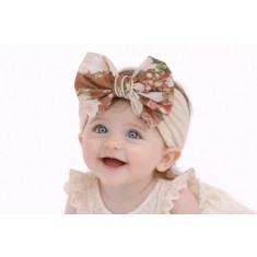 Bentita roz somon lata cu funda inflorata aplicata