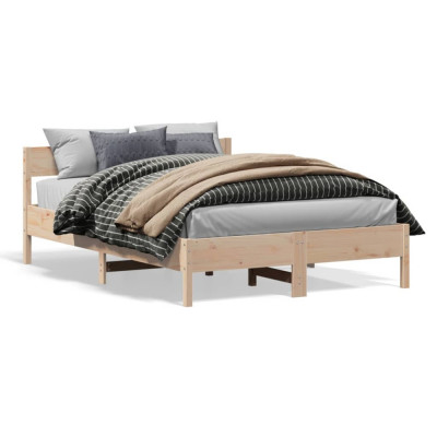 vidaXL Cadru de pat cu tăblie, 150x200 cm lemn masiv pin foto