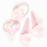 Set 4 accesorii de par cu inimi roz