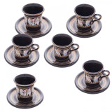 Set Espresso 6 persoane Ceramica Greceasca cu Foita de Aur 24k Handmade COD: 448