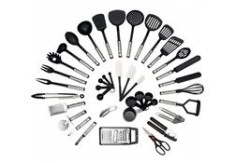 Set 40 ustensile de bucătărie, oțel/nailon, negru