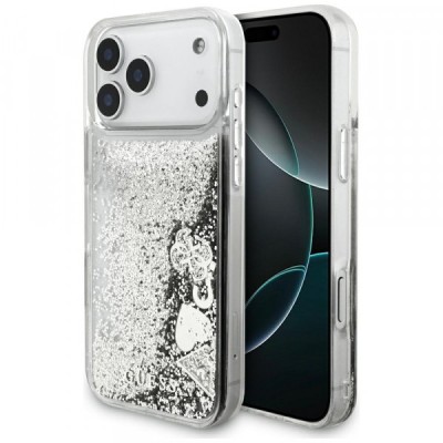 Husa pentru Apple iPhone 17 Pro Max, Guess, Liquid Glitter Charms, Argintie foto