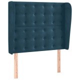 Cumpara ieftin Tablie pat cu aripioare albastru inchis 93x23x118/128cm catifea