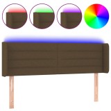 Cumpara ieftin Tablie de pat cu LED, maro inchis, 147x16x78/88 cm, textil