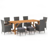 Cumpara ieftin Set mobilier de grădină, 9 piese, gri