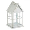 Felinar Decorativ Metalic Casa Alb Auriu 30cm - Suport Lumanare Vintage, Design Elegant