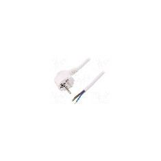 Cablu alimentare AC, 1.5m, 3 fire, culoare alb, cabluri, CEE 7/7 (E/F) &#351;tecar in unghi, SCHUKO mufa, PLASTROL - W-97524