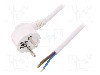 Cablu alimentare AC, 1.5m, 3 fire, culoare alb, cabluri, CEE 7/7 (E/F) &amp;amp;#351;tecar in unghi, SCHUKO mufa, PLASTROL - W-97524 foto