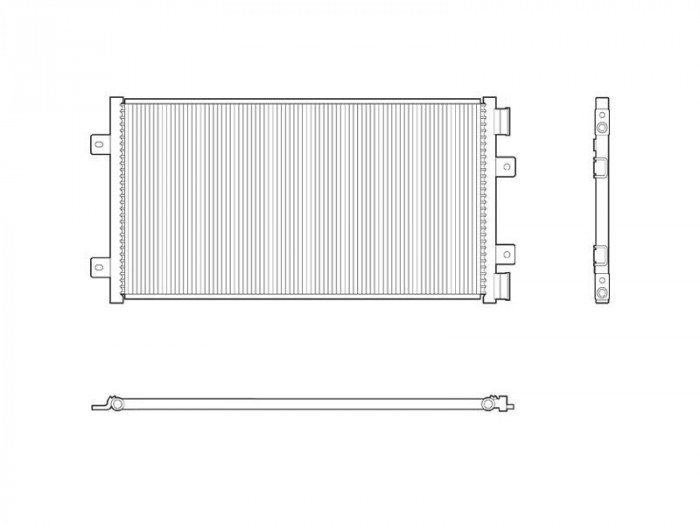 Condensator climatizare Fiat Punto, 01.2000-06.2003, motor 1.2, 44kw/59 kw benzina, full aluminiu brazat, 600 (555)x305x16 mm, fara filtru uscator