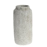 Vaza decorativa cilindrica din ceramica cu textura minerala, alb natural 27 cm