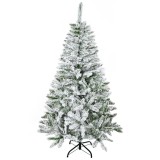 HOMCOM Brad de Craciun Artificial 358 Ramuri Ignifuge Efect Realist Baza Otel 150cm Verde