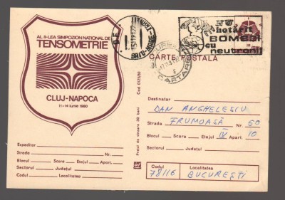 CPIB 24093 CARTE POSTALA - CLUJ-NAPOCA. AL II-lea SIMPOZION NATIONAL DE TENSOMETRI, CIRCULATA. 1980 foto