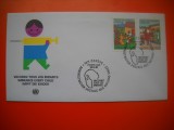 HOPCT PLIC FDC S NR 218 IMUNIZARE CU VACCIN A COPIILOR 1987 - ONU NATIUNILE UNITE- -BIROUL GENEVA ELVETIA