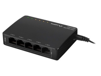 Switch Ethernet LANBERG RJ45 x5 10Gbps negru DSP3-1005-60W foto