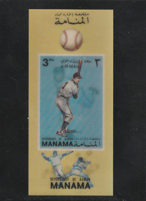 Manama 1972-Sort,Baseball,colita 3D,Mi.,Bl.176A foto