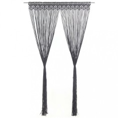vidaXL Perdea macrame, antracit, 140 x 240 cm, bumbac