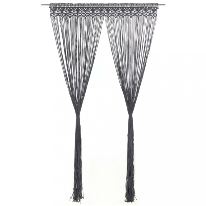 Gossi perdea macrame, antracit, 140 x 240 cm, bumbac