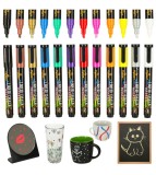 Set 12 markere cu creta lichida pentru tabla, sticla, multicolor