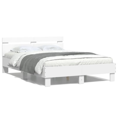 Gossi cadru de pat cu tablie, alb, 135x190 cm, lemn prelucrat foto