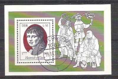 Germany DDR 1977 Heinrich Kleist, perf. sheet, used H.037 foto