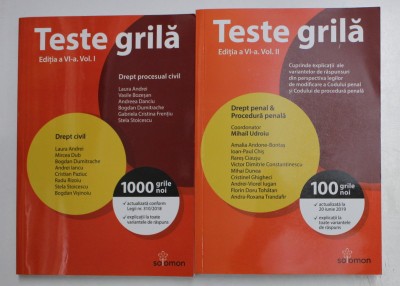TESTE GRILA - DREPT PROCESUAL CIVIL / DREPT CIVIL / DREPT PENAL si PROCEDURA PENALA , VOLUMELE I - II , EDITIA A VI- A de LAURA ANDREI ...MIHAIL UDROI foto