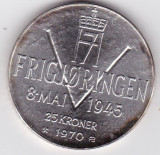 Norvegia 25 kroner 1970, Europa, Argint
