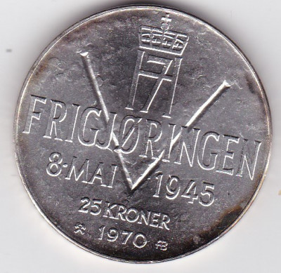 Norvegia 25 kroner 1970 foto