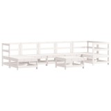 Set mobilier relaxare gradina, 8 piese, alb, lemn masiv de pin