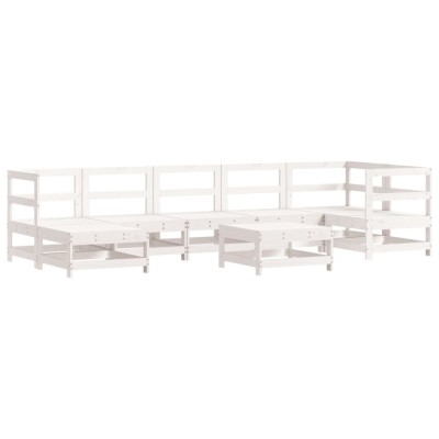Set mobilier relaxare gradina, 8 piese, alb, lemn masiv de pin foto