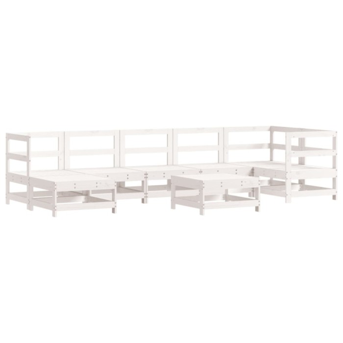 Set mobilier relaxare gradina, 8 piese, alb, lemn masiv de pin