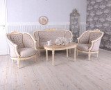 Set baroc din lemn alb cu tapiterie bej CAT502D18, Sufragerii si mobilier salon