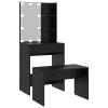 Set masuta de toaleta cu LED, alb, lemn prelucrat