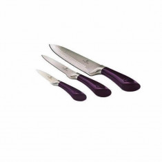 Set cutite 3 piese Purple Berlinger Haus, inox, strat de acoperire titaniu, antiaderent