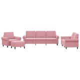 Cumpara ieftin Set de canapele cu perne, 4 piese, roz, catifea
