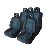 Set Huse Scaune Universale Premium Carguard Personalizate cu Renault &ndash; Negru/Albastru