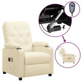 Cumpara ieftin Fotoliu de masaj electric, crem, piele ecologica