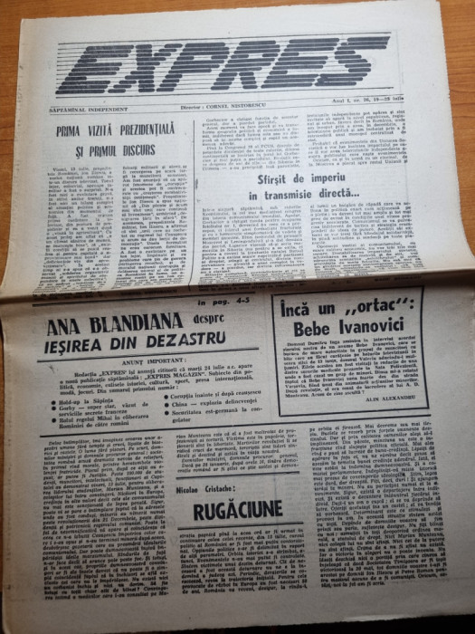 ziarul expres 19-25 iulie 1990-petre tutea,ana blandiana,nu ne vindem marea