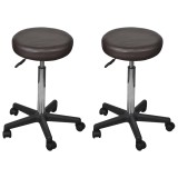 Cumpara ieftin Taburete de birou, 2 buc., maro, 35,5x84 cm, piele ecologica