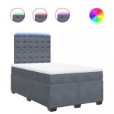 Cumpara ieftin Pat box spring cu saltea, gri inchis, 120x200 cm, catifea
