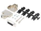 Conector D-Sub 15 pini mamă pe cablu, ecranat, negru
