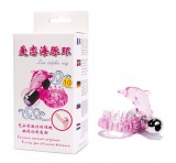 Inel Penis cu Vibratii si Stimulare Clitoris Delfin Lybaile, Roz, 10 Functii, Diametru 4.5 cm