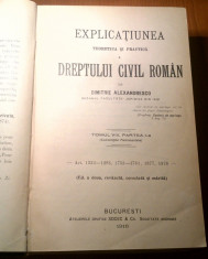 D. Alexandresco - Explicatiunea Dreptului Civil Roman - Tom VIII partea I foto