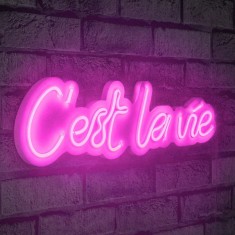 Decoratiune luminoasa LED de perete C&#039;est La Vie Roz 50x14x2 cm