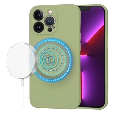 Husa silicon iPhone 13 Pro Techsuit SoftFlex MagSafe, verde foto
