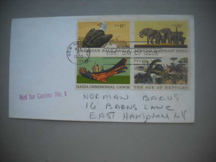 HOPCT PLIC FDC S 1787 FAUNA 1970 BLOC DE 4 SUA