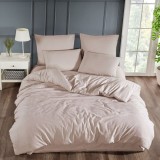 Lenjerie de pat Caressa, 2 persoane, bumbac, bej, 4 piese