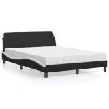 VidaXL Pat cu saltea, negru și alb, 140x200 cm, piele ecologică 3208422