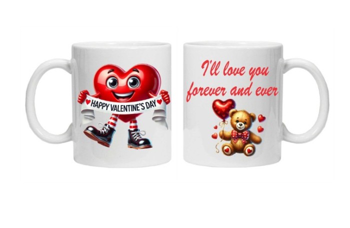 Cana alba personalizata &quot;I&#039;ll love you forever and ever and heart image&quot;, INOVATIX&reg;. 330ml